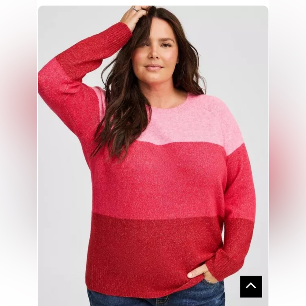 Torrid pink and red vegan cashmere pullover crewneck sweater Size 3 (3X 22-24)
